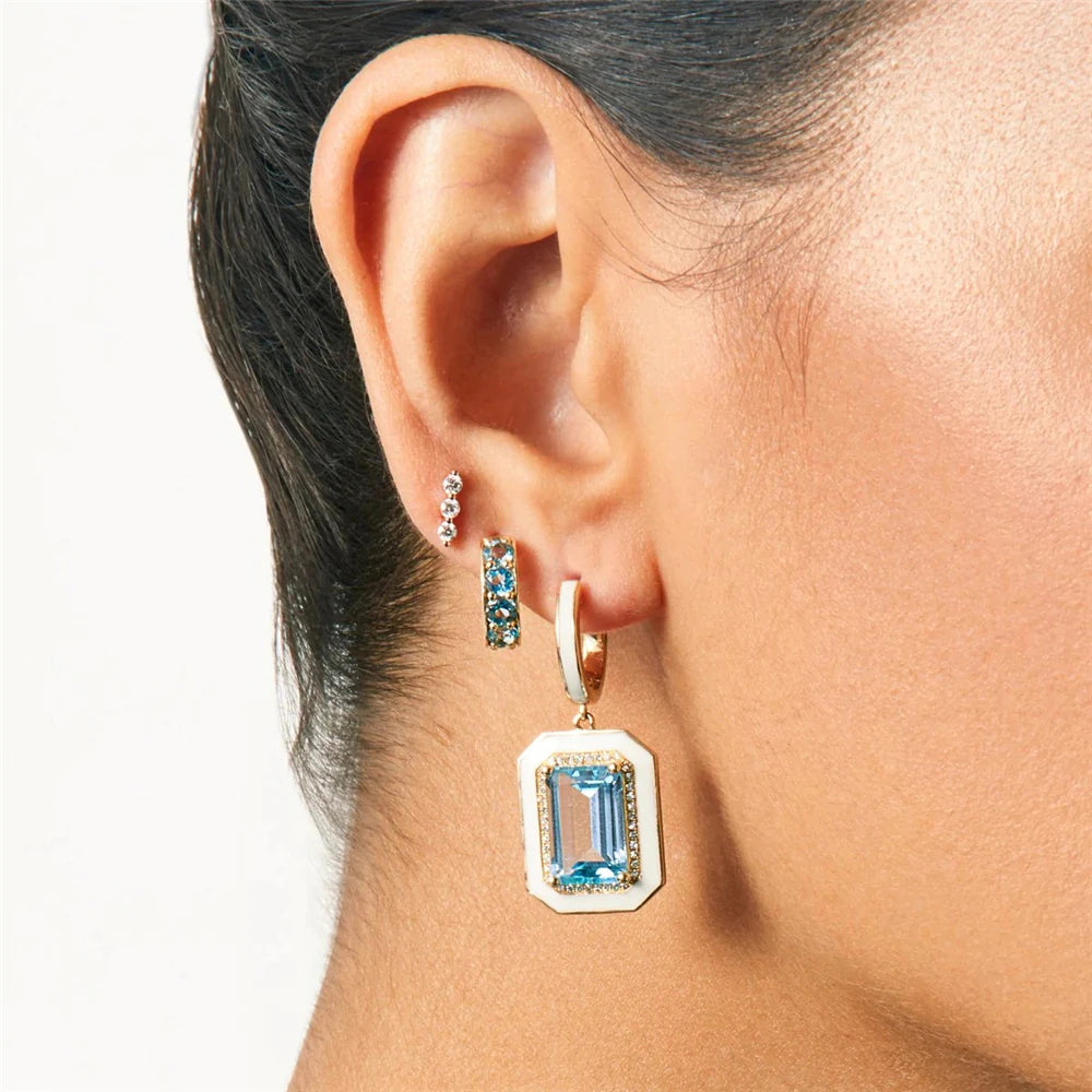 925 Sterling Silver Blue True Crystal Earrings - Flowerlovejewelry
