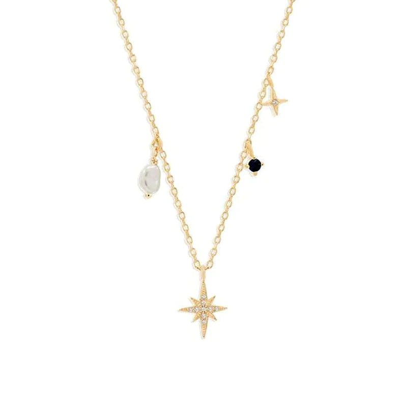 925 Sterling Silver Star CZ Necklace - Flowerlovejewelry