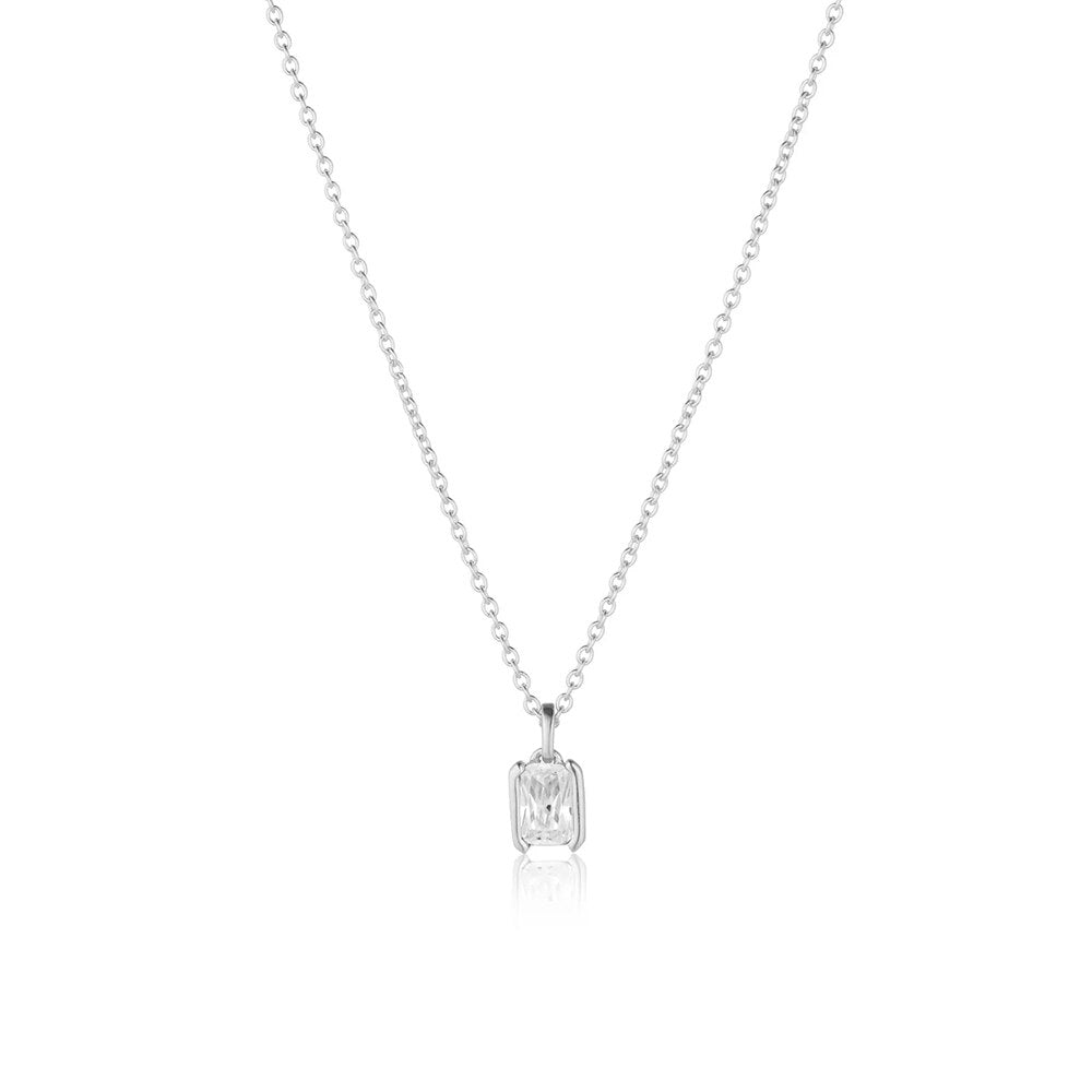 925 Sterling Silver Gem CZ Necklace - Flowerlovejewelry