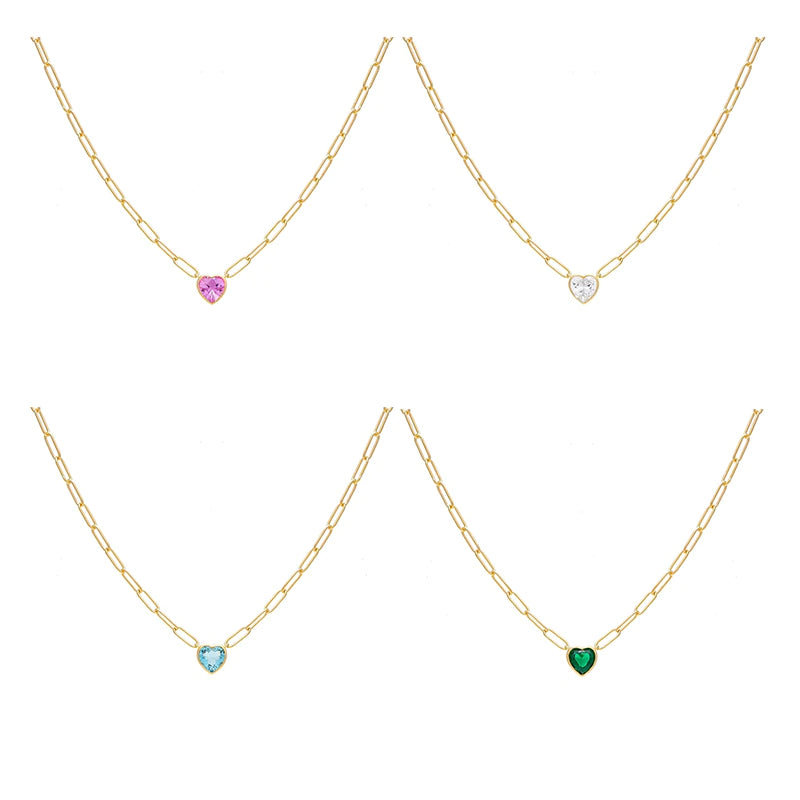 925 Sterling Silver Heart Necklace - Flowerlovejewelry