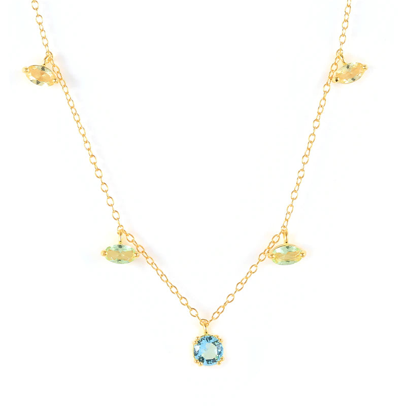 925 Sterling Silver Gem CZ Necklace - Flowerlovejewelry