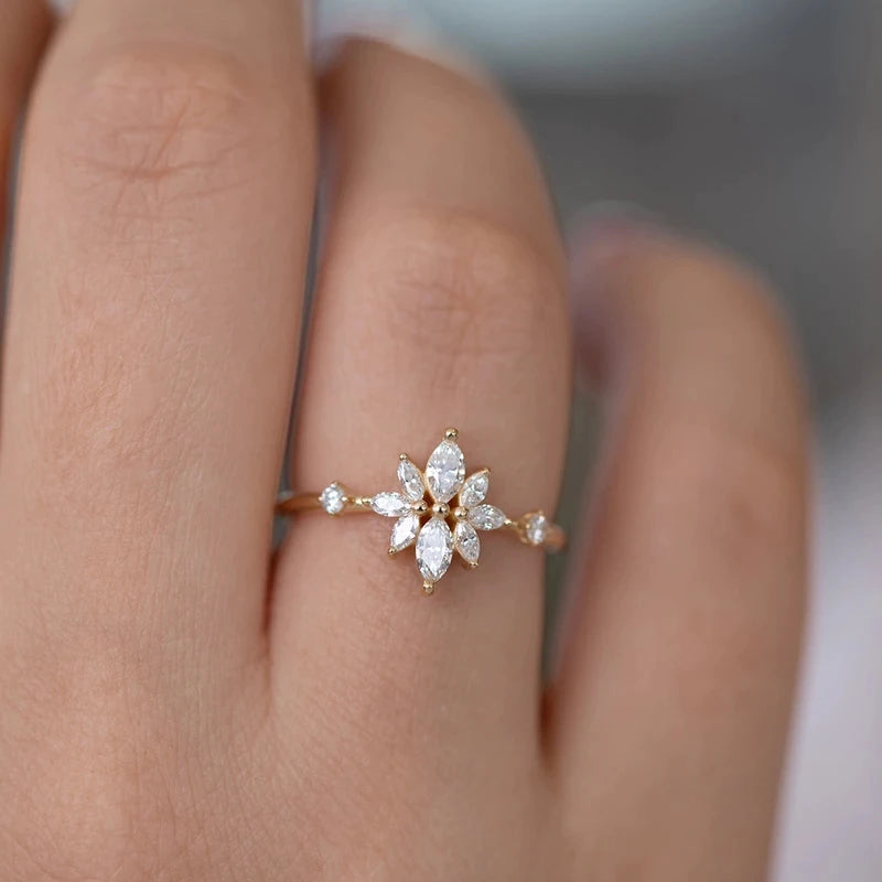925 Sterling Silver Flower CZ Ring - Flowerlovejewelry