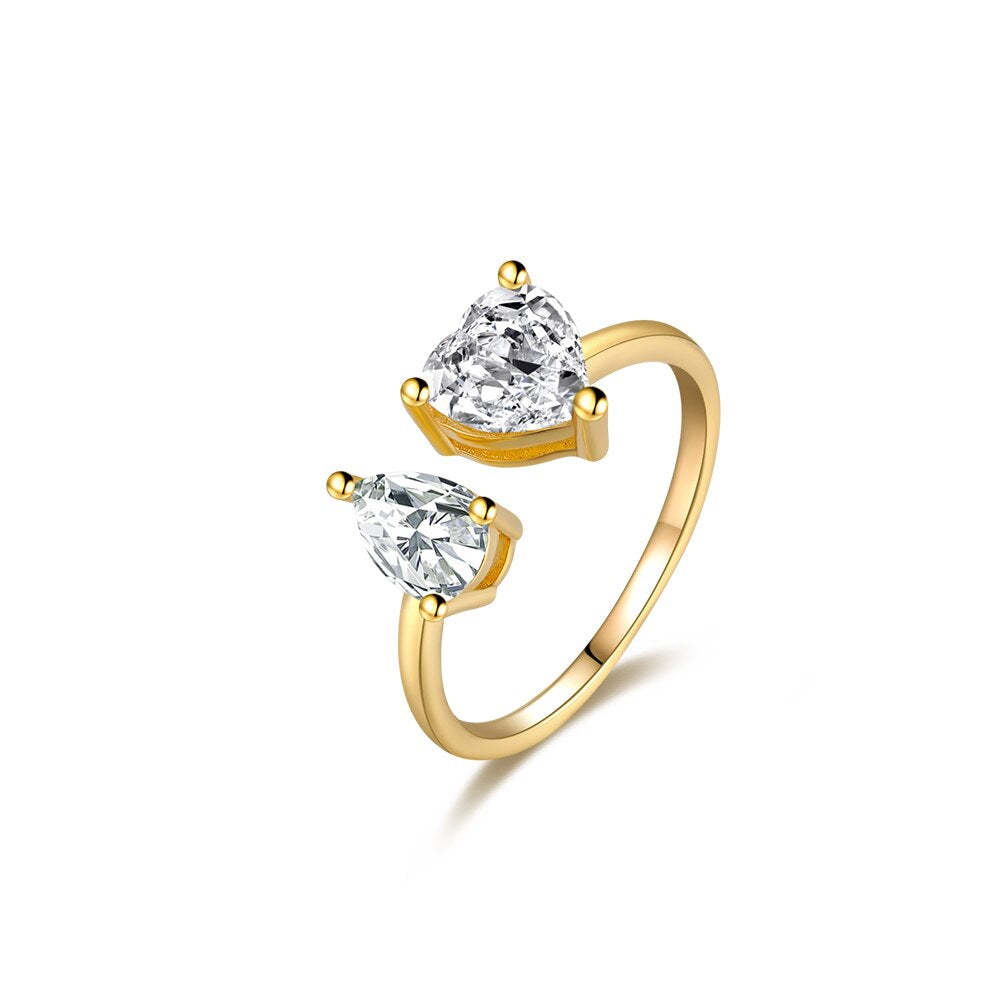 925 Sterling Silver Open Hearts Ring - Uniqueraritiesjewelry