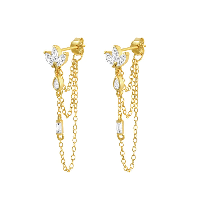 925 Sterling Silver Flower Chandelier Earrings - Uniqueraritiesjewelry