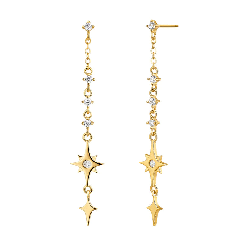 925 Sterling Silver Celestial Earrings - Flowerlovejewelry